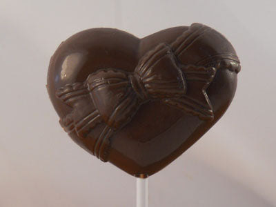 Moule à chocolat St-Valentin - Coeur avec boucle sur bâton - Suçon (S-V32)