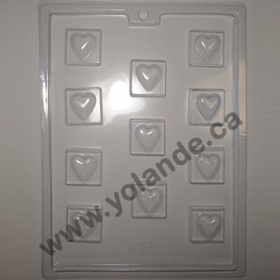 Moule à chocolat St-Valentin - Coeur sur un carré - Bouchée (B-V155)