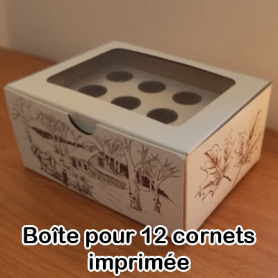 Boîte blanche pour 12 cornets à la tire - à l'érable ou sucrés, avec fenêtre