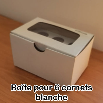 Boîte blanche pour 6 cornets à la tire - à l'érable ou sucrés, avec fenêtre