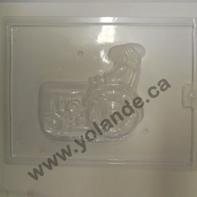 Moule à chocolat de Pâques - Lapin sur un tracteur 3d (D-P102)