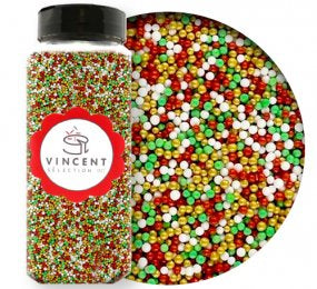 Perle en sucre - Rouge, vert, doré et blanc - mini bille - Non-Pareil de Noël