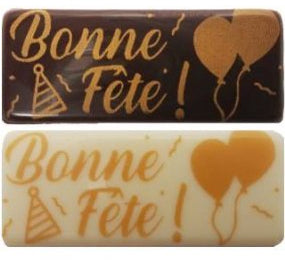 Plaque de chocolat noir et blanc  - '' Bonne Fête '' (qté 4)