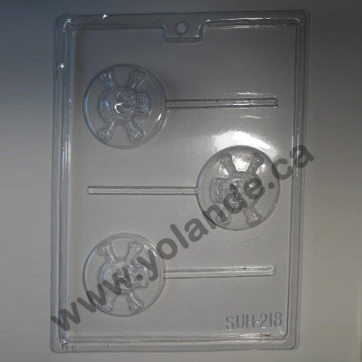 Moule à chocolat Halloween - Tête de mort sur bâton - Suçon (S-H218)