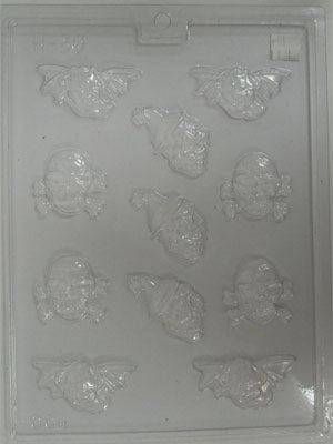 Moule à chocolat Halloween - Fantôme - Squelette - Tête de mort - Bouchée (B-H30)