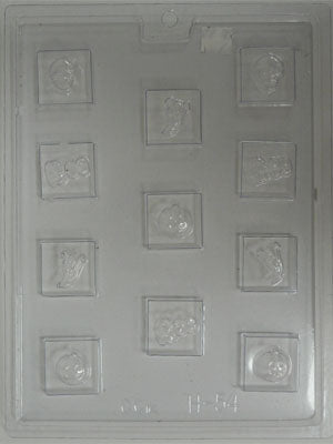 Moule à chocolat Halloween - Fantôme - Citrouille - Tête de mort - Bouchée (B-H54)