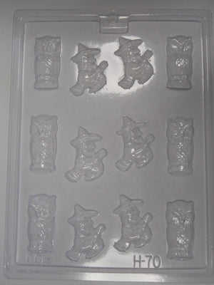 Moule à chocolat Halloween - Hibou - Sorcière - Bouchée (B-H70)