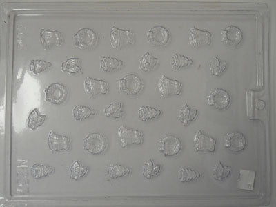 Moule à chocolat Noël - Cloche - Couronne - Sapin - Feuille de houx - Bouchée (B-N237)