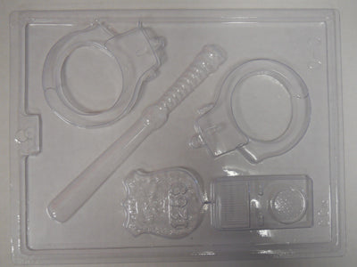 Moule à chocolat Métier - Policier - menottes - plaque - matraque - radio - Bouchée (B-O10)