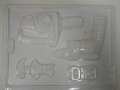 Moule à chocolat Métier - Outils électricien, prise de courant, marteau, perceuse, scie à chaîne - Bouchée (B-O31)