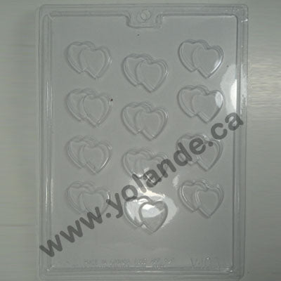 Moule à chocolat St-Valentin - Coeur double - Bouchée (B-V103)