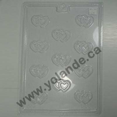 Moule à chocolat St-Valentin - Coeur double - Bouchée (B-V60)