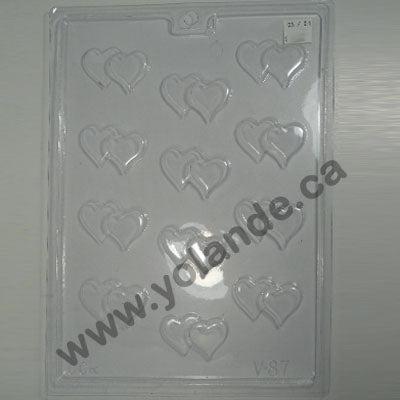 Moule à chocolat St-Valentin - Coeur double - Bouchée (B-V87)