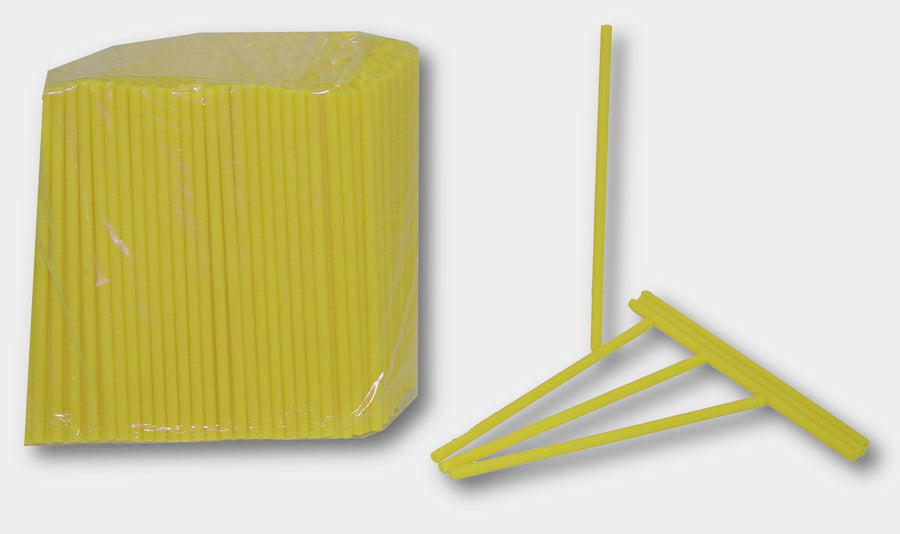 Bâtons de plastique Jaune 4 1/2", qté 50