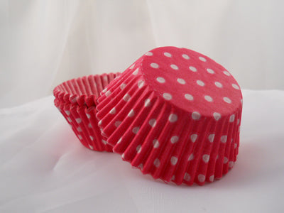 Caissette papier pour cup cake, Rose pois blanc (régulière)