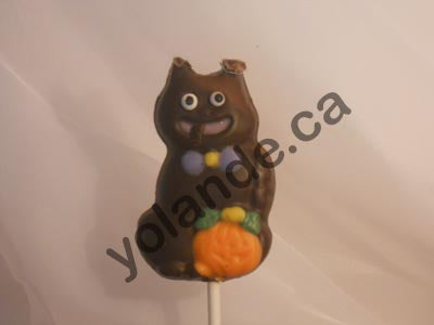 Moule à chocolat Halloween - Chat - Citrouille sur bâton - Suçon (S-H105)