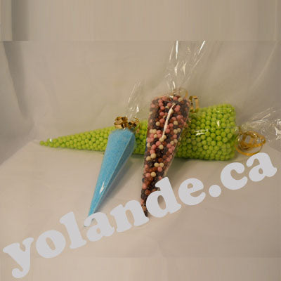 Sac cello clair, en forme de cône, petit, pqt 10