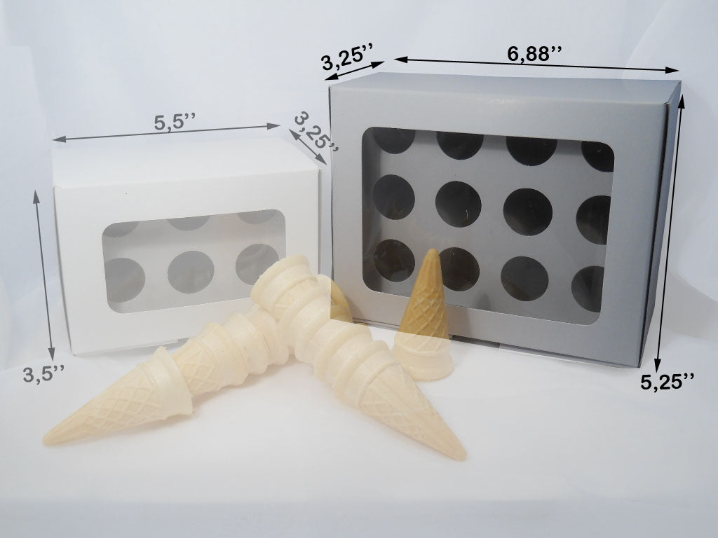 Boîte blanche pour 12 cornets à la tire - à l'érable ou sucrés, avec fenêtre