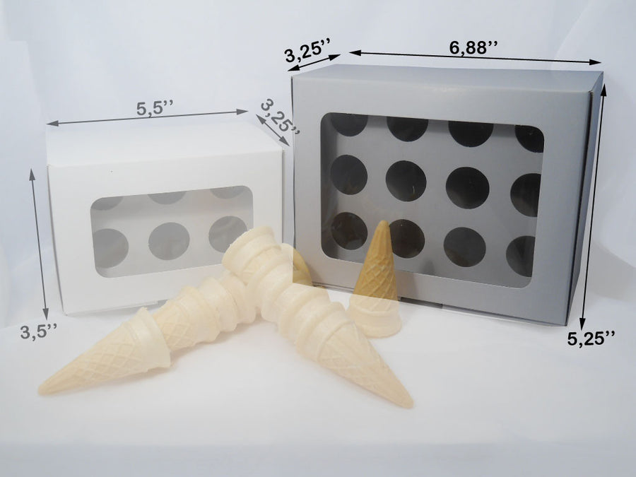 Boîte blanche pour 12 cornets à la tire - à l'érable ou sucrés, avec fenêtre