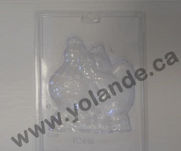 Moule à chocolat de Pâques - Couple de Poules 3D (D-P244)