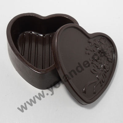 Moule à chocolat St-Valentin - Coffre en forme Coeur avec fleurs (D-V19)