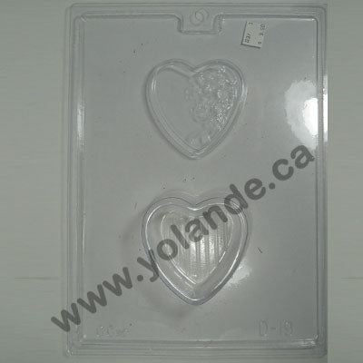 Moule à chocolat St-Valentin - Coffre en forme Coeur avec fleurs (D-V19)