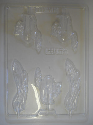 Chat - Fantôme 3 1/4" sur bâton - Suçon - Halloween (HA-355)