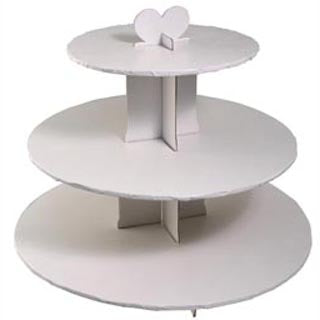 Présentoir à petits gâteau - muffins - 3 étages - 14" x 13" - Blanc - **ATTENTION ** ramassage en magasin seulement