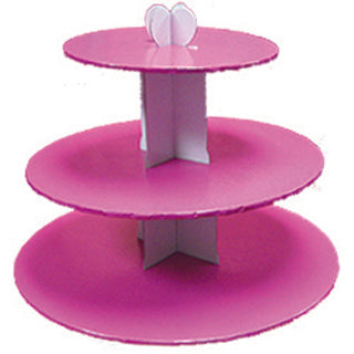 Présentoir à petits gâteau - muffins - 3 étages - 14" x 13" - Rose -**ATTENTION ** ramassage en magasin seulement