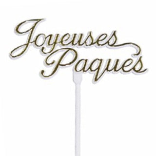 Pic - Joyeuses Pâques - Blanc et Or 2.5''