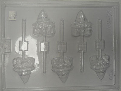 Moule à chocolat Halloween - Sorcière sur bâton - Suçon (S-H04)