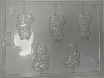 Moule à chocolat Halloween - Chat - Citrouille sur bâton - Suçon (S-H105)