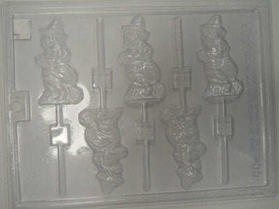 Moule à chocolat Halloween - Sorcière sur bâton - Suçon (S-H13)