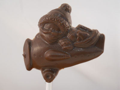 Moule à chocolat Noël - Père Noël et Rudolph en avion sur bâton - Suçon (S-N116)