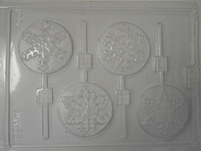 Moule à chocolat Noël - Flocon de neige sur bâton - Suçon (S-N63)