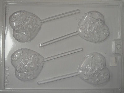 Moule à chocolat St-Valentin - Coeur avec chérubin sur bâton - Suçon (S-V08)