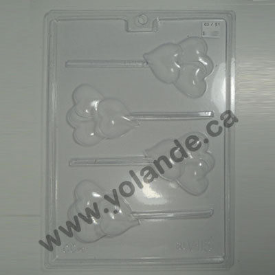 Moule à chocolat St-Valentin - Coeur triple - Suçon (S-V113)