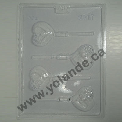 Moule à chocolat St-Valentin - Coeur avec une rose - Suçon (S-V117)