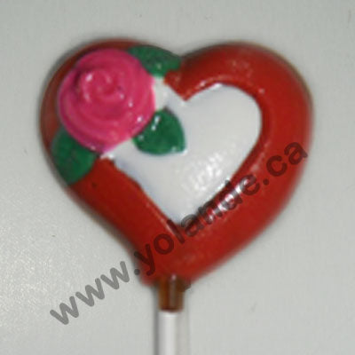 Moule à chocolat St-Valentin - Coeur avec une rose - Suçon (S-V117)