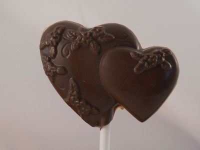 Moule à chocolat St-Valentin - Coeur double sur bâton - Suçon (S-V46)