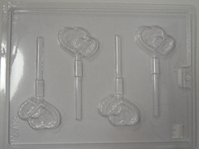 Moule à chocolat St-Valentin - Coeur double sur bâton - Suçon (S-V71)