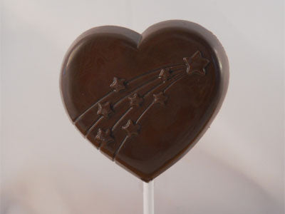 Moule à chocolat St-Valentin - Coeur avec traînée d'étoiles sur bâton - Suçon (S-V74)