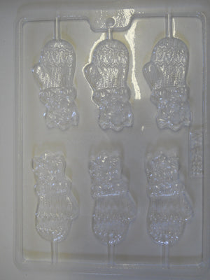 Chat dans mitaine 3 3/8" sur bâton - Suçon - Noël (XA-489)