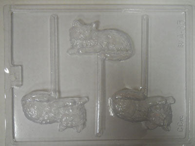 Moule à chocolat - Chat couché sur bâton - Suçon - Animal (S-A65)