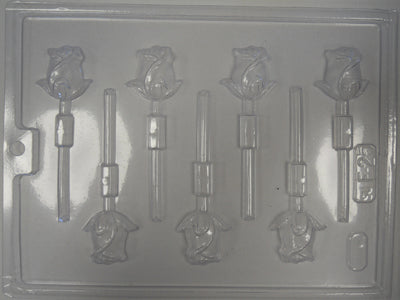 Moule à chocolat Fleur - Rose sur bâton - Suçon (S-F25)