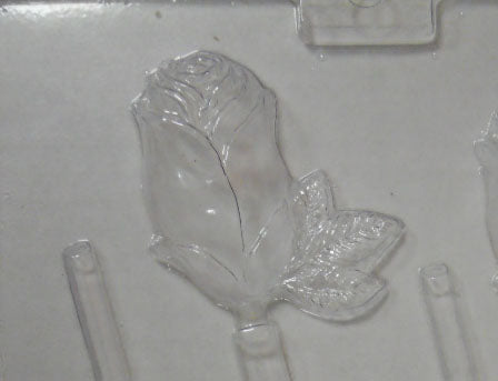 Moule à chocolat - Rose sur bâton - Suçon - Fleur (S-F03)