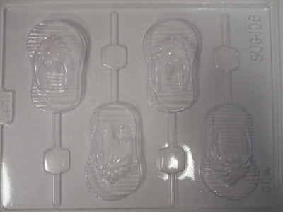 Moule à chocolat - Sandale - Gougoune - Flip flop sur bâton - Suçon - Été (S-G106)