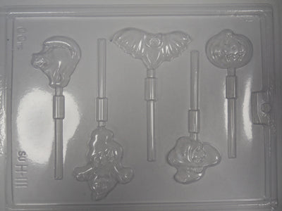 Moule à chocolat Halloween - Citrouille - Sorcière - Chauve-souris - Fantôme - Chat - Suçon (S-H111)