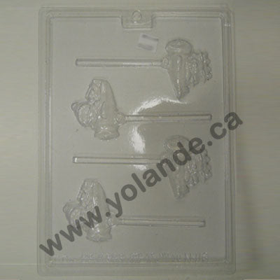 Moule à chocolat Noël - Père Noël et Rudolph en avion sur bâton - Suçon (S-N116)