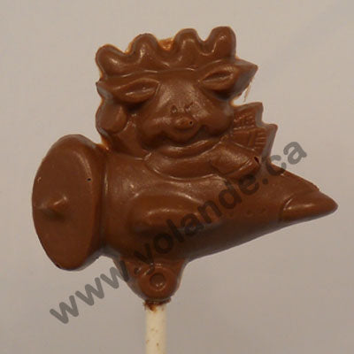 Moule à chocolat Noël - Père Noël et Rudolph en avion sur bâton - Suçon (S-N116)